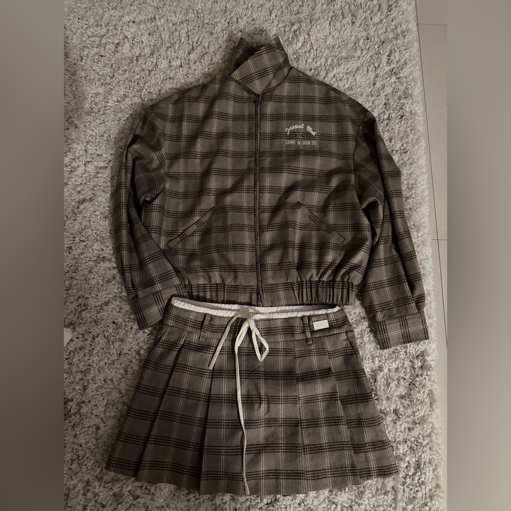 Jaspal Plaid Jacket and Skirt Set